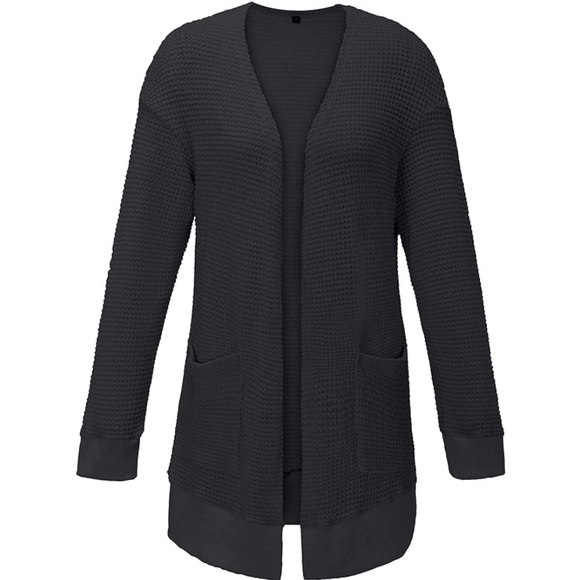 Black Cable Knit Open Front Cozy Cardigan 🍂 FALL VIBES - Picture 1 of 2